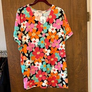 Colorful Floral V-Neck Top